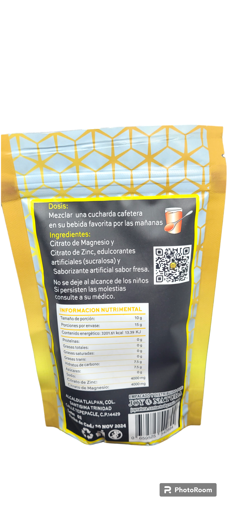 Citrato de Zin y Magnesio sabor Fresa. 150gr