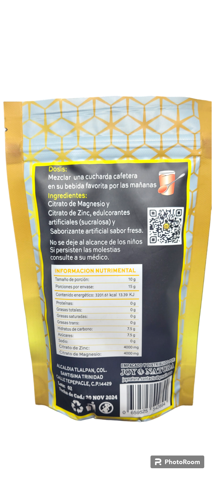 Citrato de Zin y Magnesio sabor Fresa. 150gr