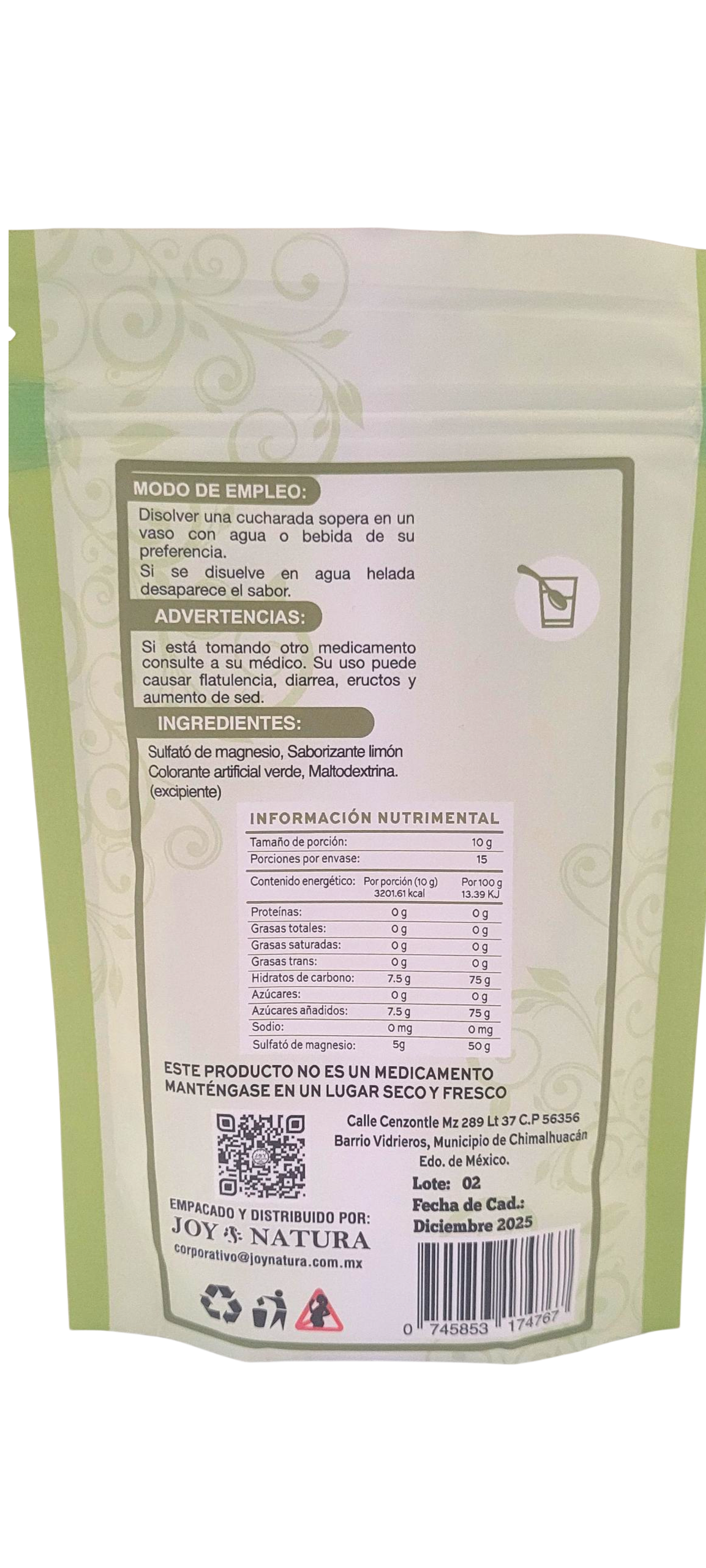 Sales de Epson sabor Limón polvo 150gr.
