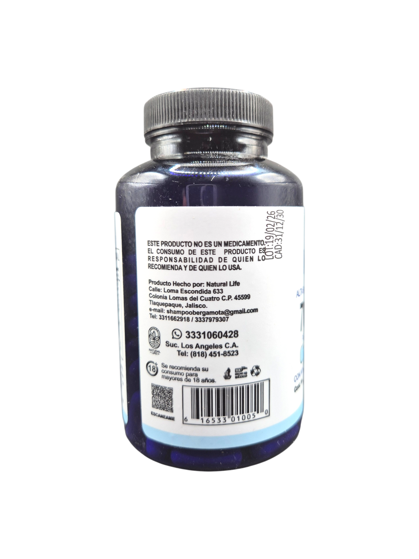 Ultra Magnesio 700 mg con 100 cápsulas.
