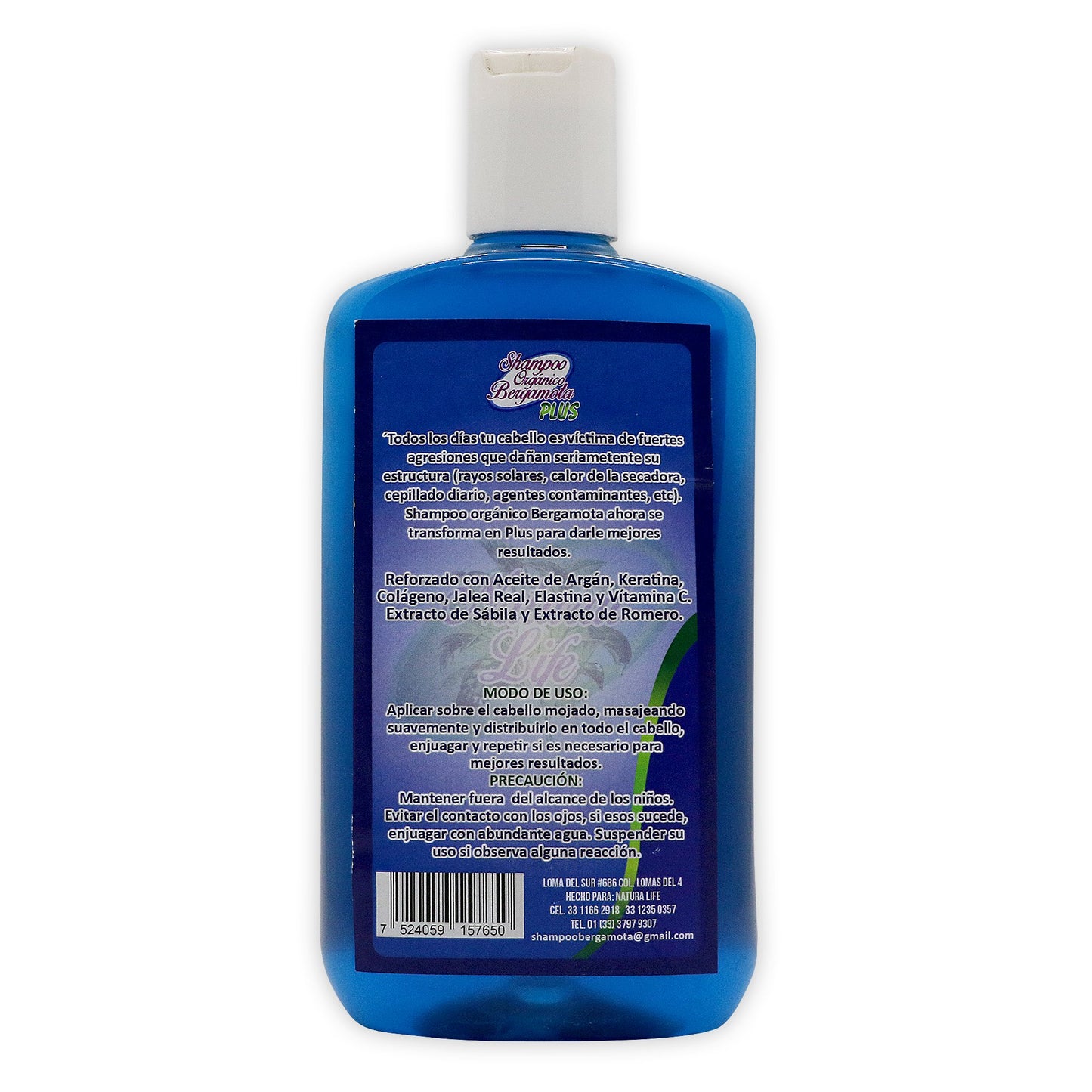Shampoo Organico con Bergamota plus azul 450 ml