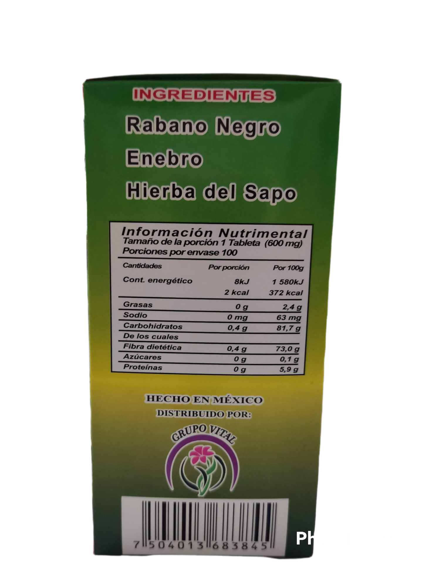 Tableta Rábano Negro/Hierba del sapo con 100