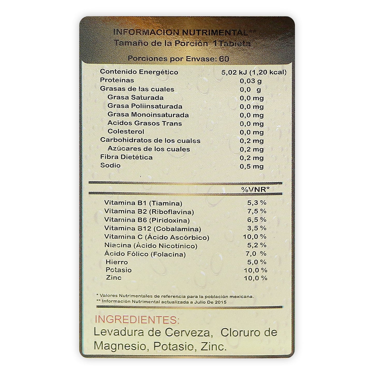 Levadura De Cerveza 60 tabletas