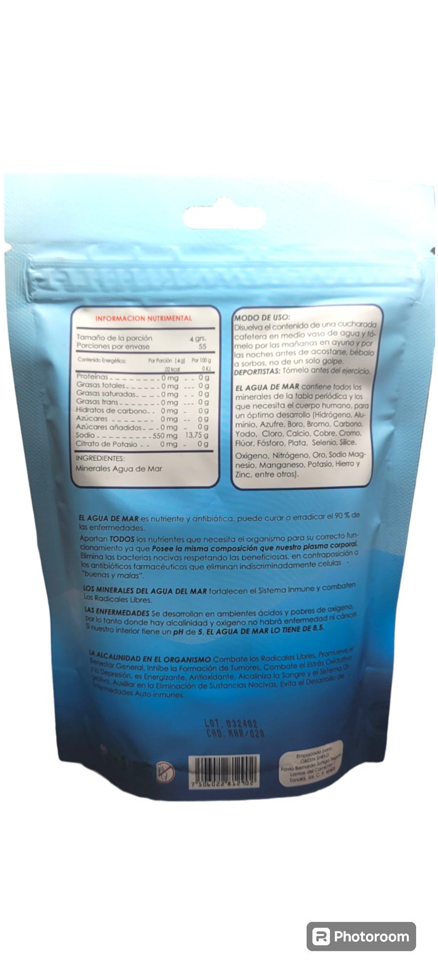 Minerales Agua De Mar polvo 240 gr