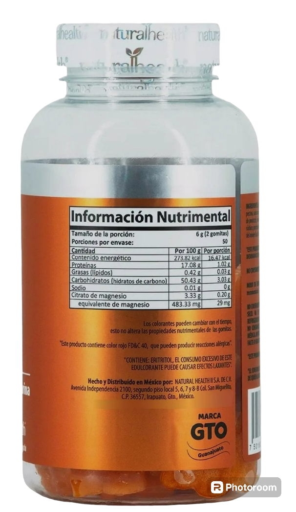 Citrato de Magnesio Gomitas sabor mandarina