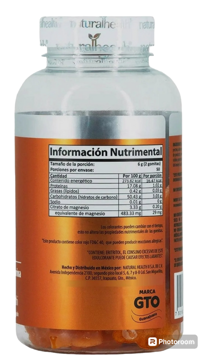 Citrato de Magnesio Gomitas sabor mandarina