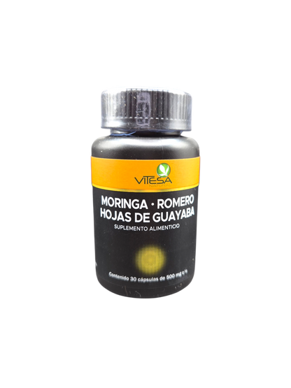 Moringa, Romero, Hojas de guayaba. 30 caps. 500 mg.