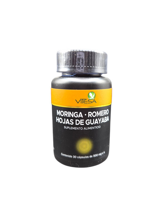Moringa, Romero, Hojas de guayaba. 30 caps. 500 mg.