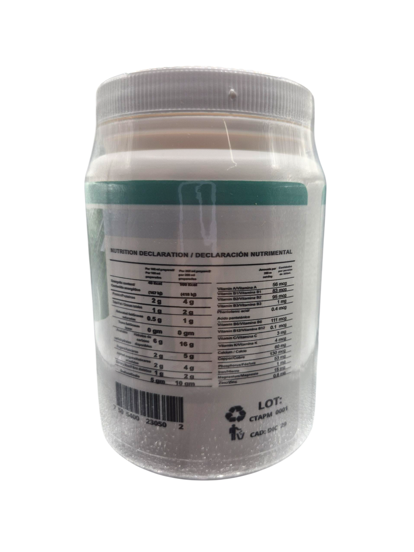 Bebida de Coco 450 gr sin gluten añadido.