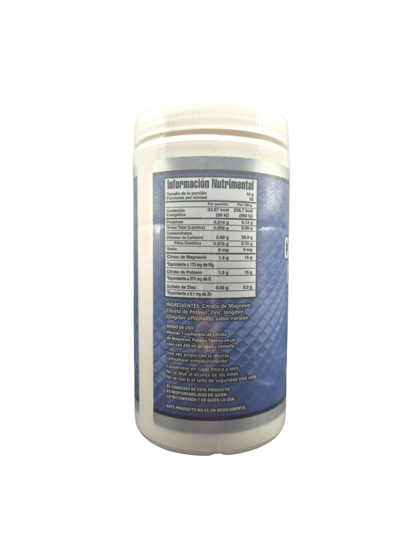 Citrato de Magnesio + Citrato de Potasio+zinc y Jengibre 500gr.