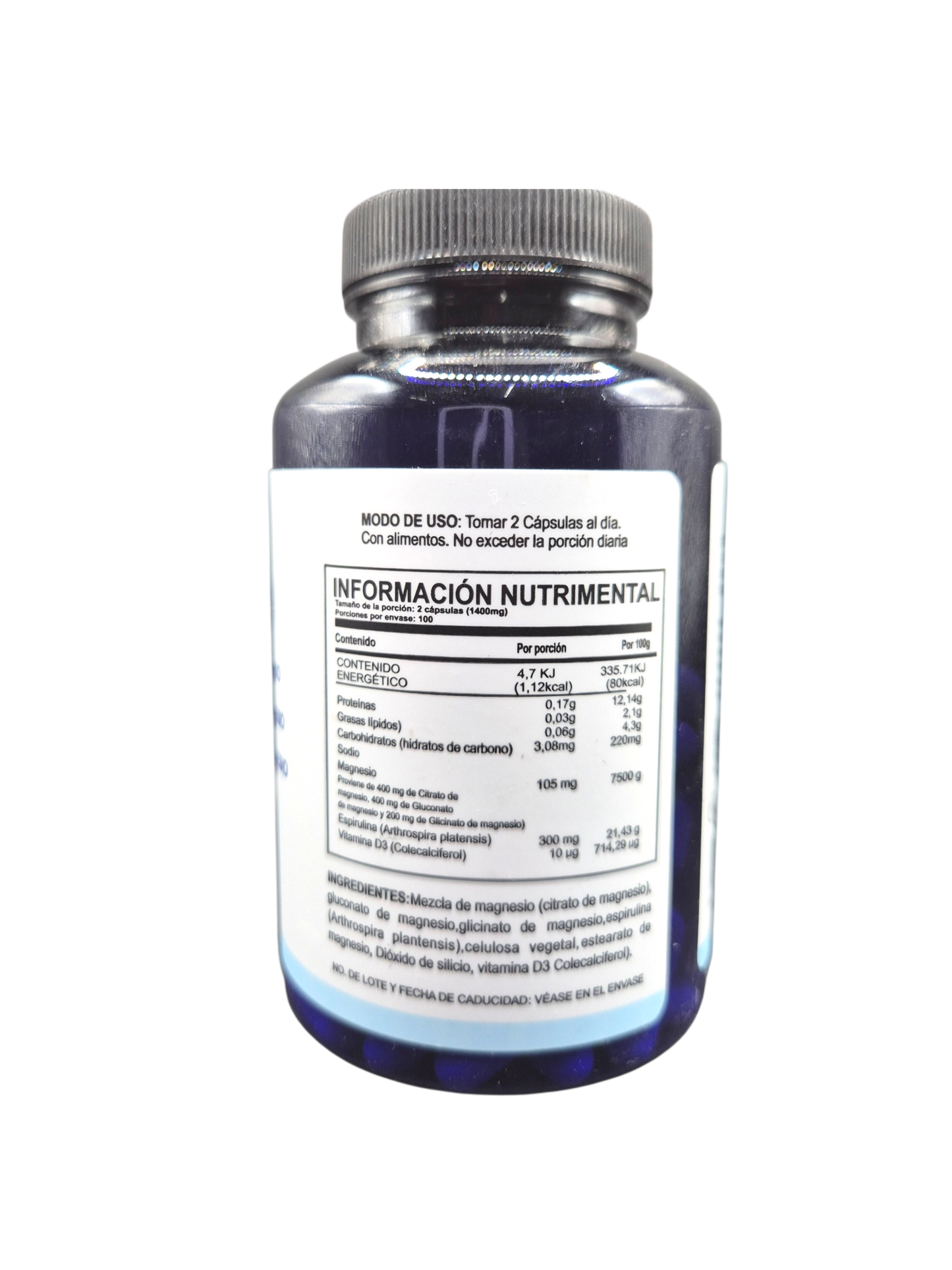 Ultra Magnesio 700 mg con 100 cápsulas.
