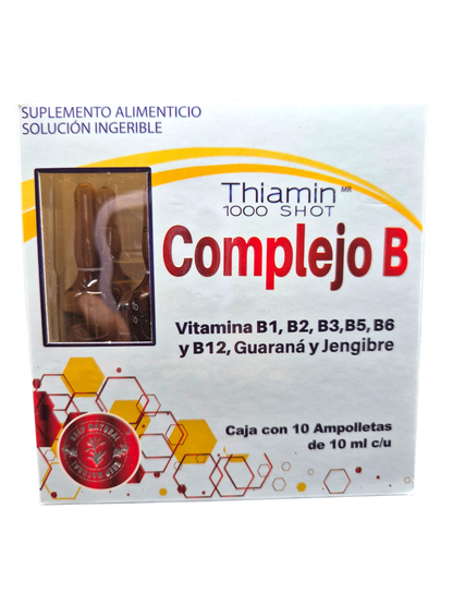 Complejo B Thiamin 1000 shot, 10 ampolletas.