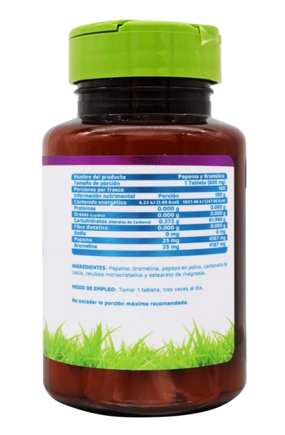 Enzimax  Bromelia  y papaína 100 tabletas