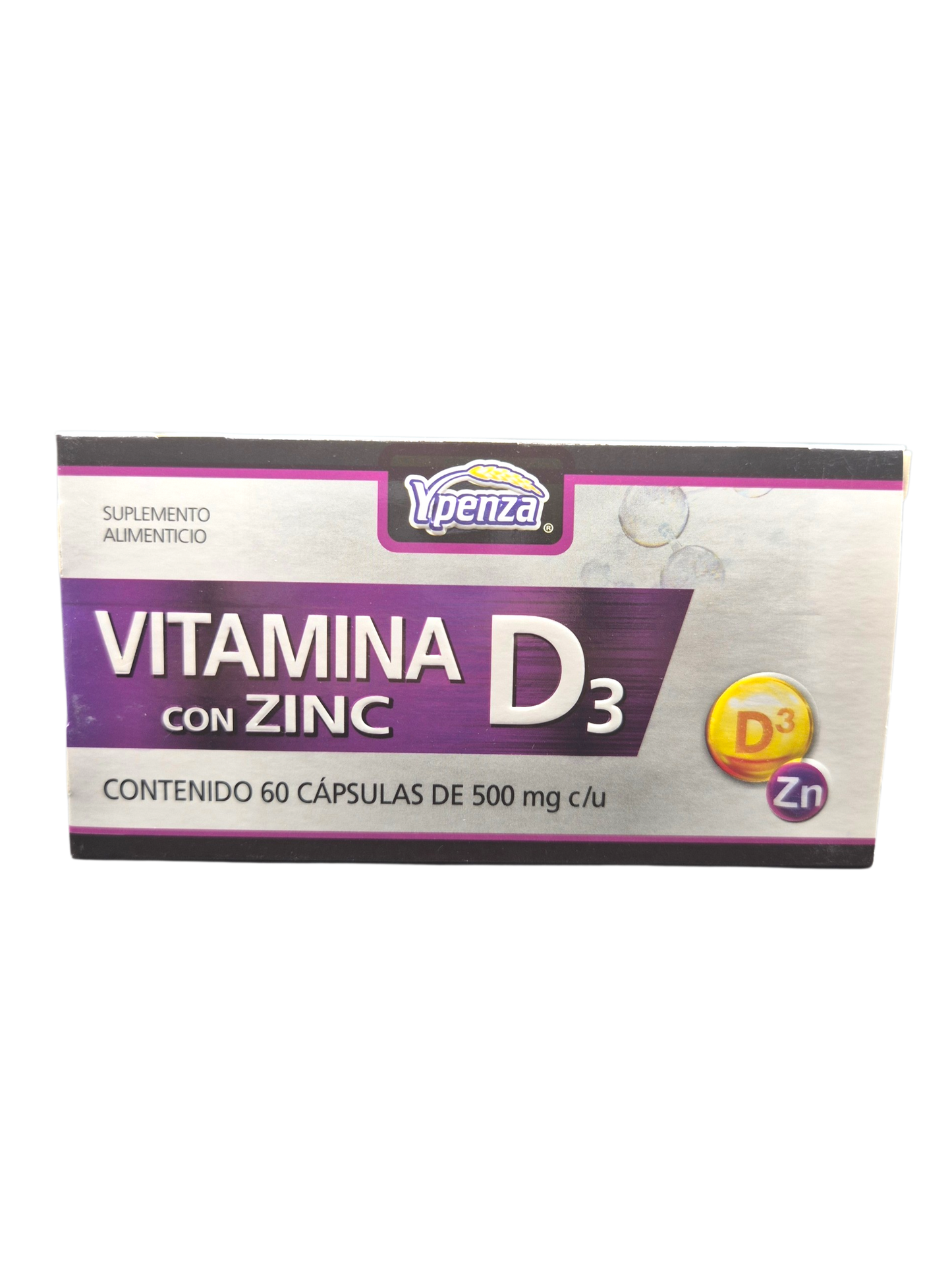 Vitamina D3 con zinc 60 cápsulas  500mg c/u