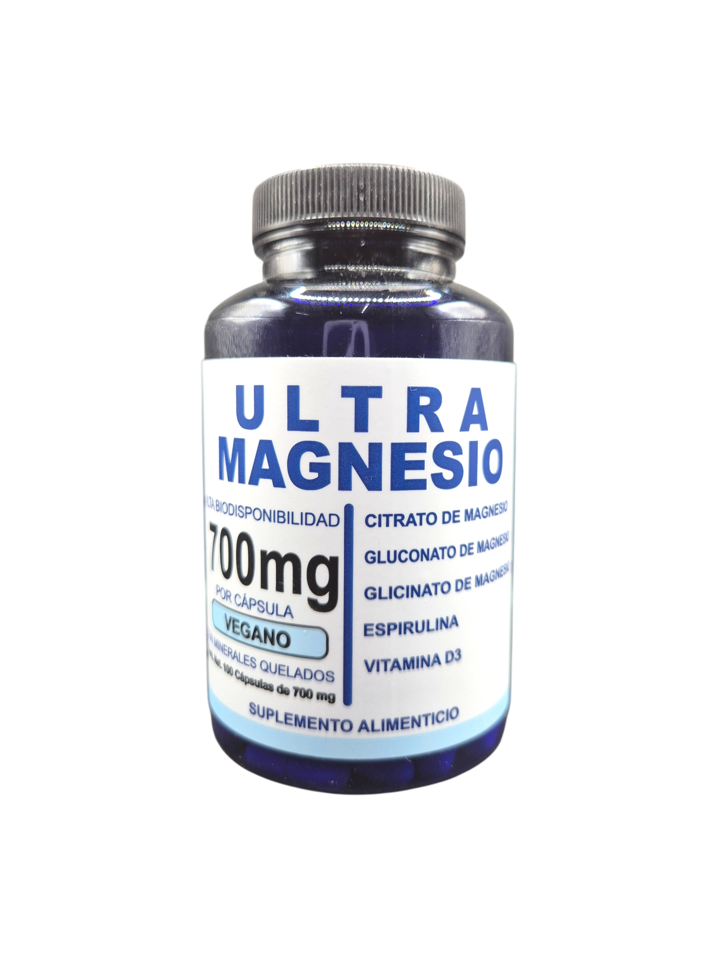 Ultra Magnesio 700 mg con 100 cápsulas.