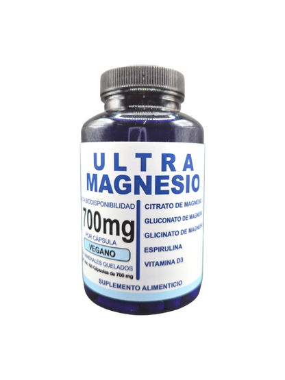 Ultra Magnesio 700 mg con 100 cápsulas.