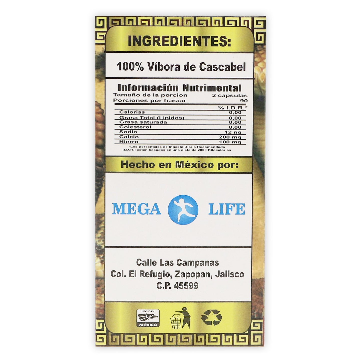 Vivora de Cascabel 90 Capsulas