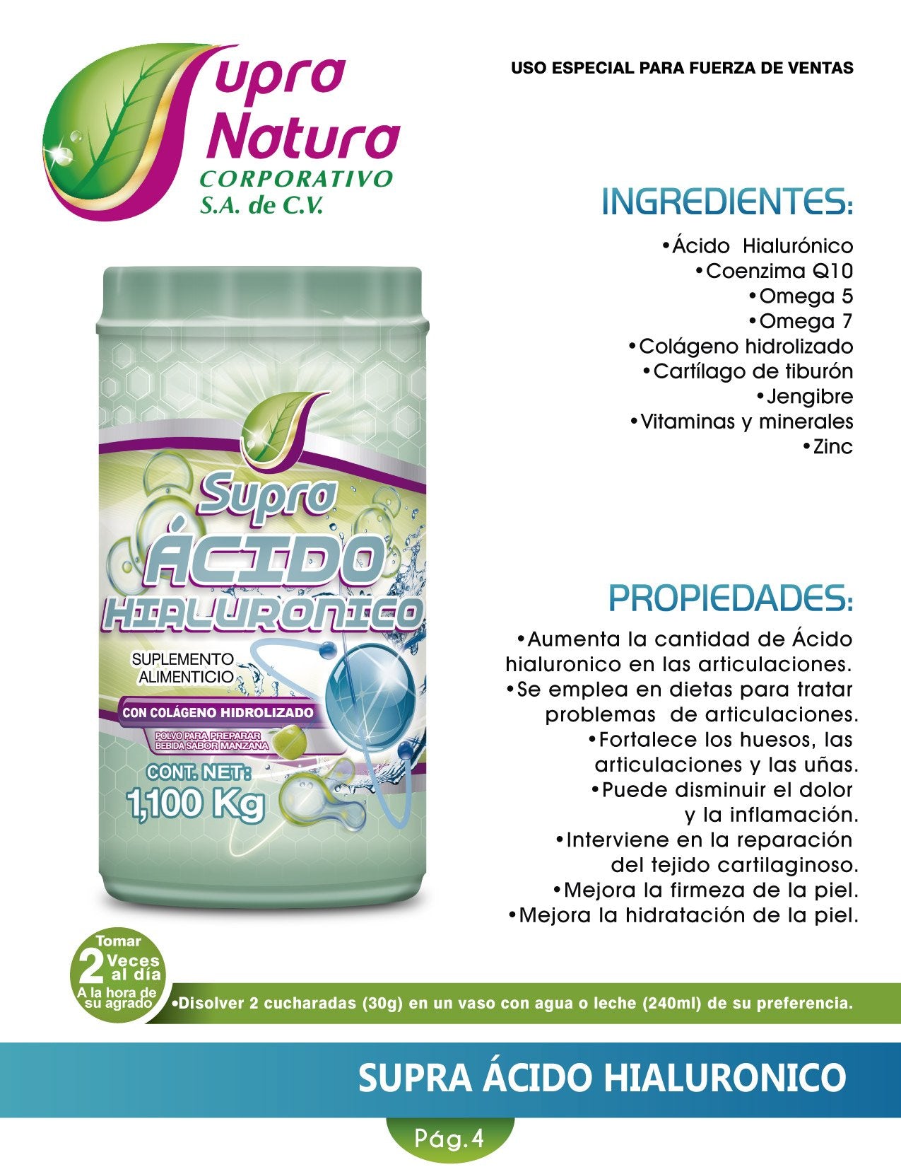 Ácido Hialuronico 1100gr